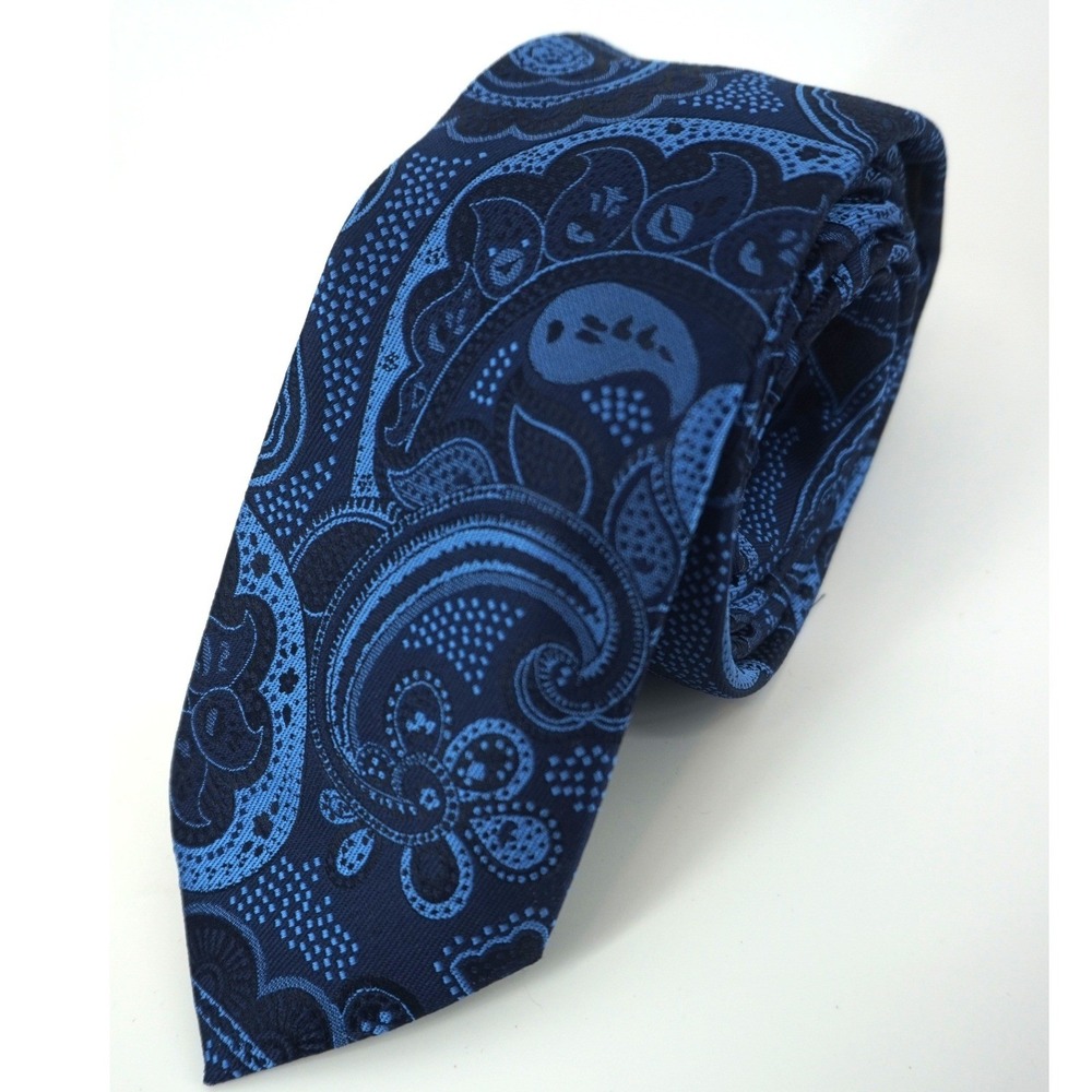 Ted Baker London Mens Vibrant Blue‎ Paisley Geometric Polyester Necktie